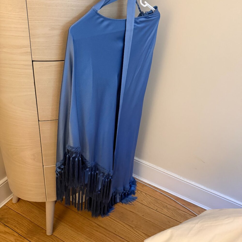 Mango Premium Capsule - Chic Blue Fringe & Scarf Dress - Picture 4 of 7